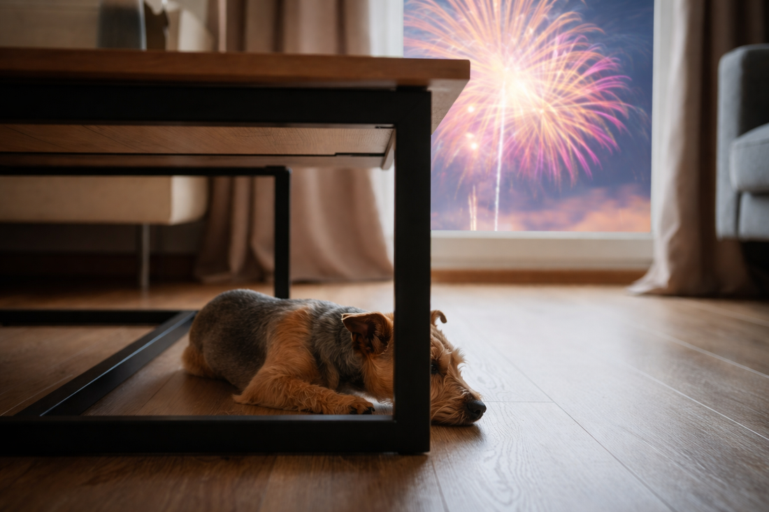 Cómo calmar a un perro con miedo a los fuegos artificiales